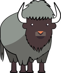 Cute Buffalo cartoon minimal with outline
