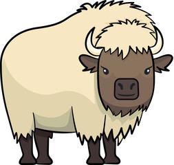 Cute Buffalo cartoon minimal with outline