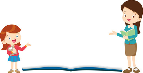 student reading book.Boy and girls learning or studying