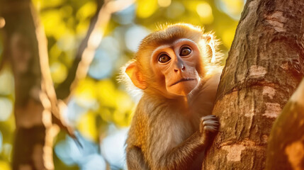Cute monkey on the tree