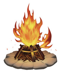 Unique fire drawing on PNG without background.