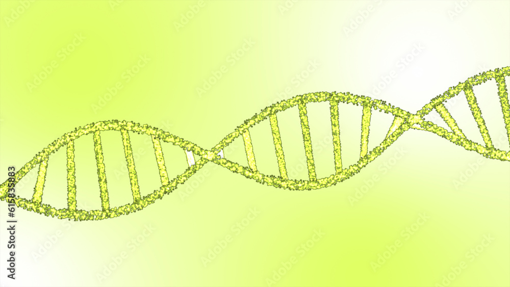 Poster dna strand. human dna structure background. dna rotation from hexadecimal code 3d illustration