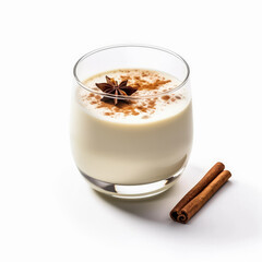 Eggnog beverage isolated on white background , generative ai