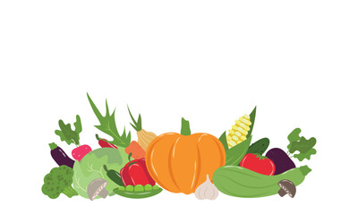 Illustration with fresh farm vegetables