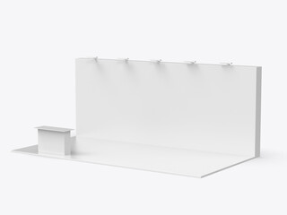 Trade show booth 3d blank white template, illustration.