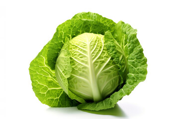 Fototapeta premium Cabbage on white background. Fresh cabbage vegetable. Generative AI.