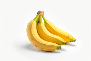 Banana on white background. Fresh ripe bananas. Ai generative.