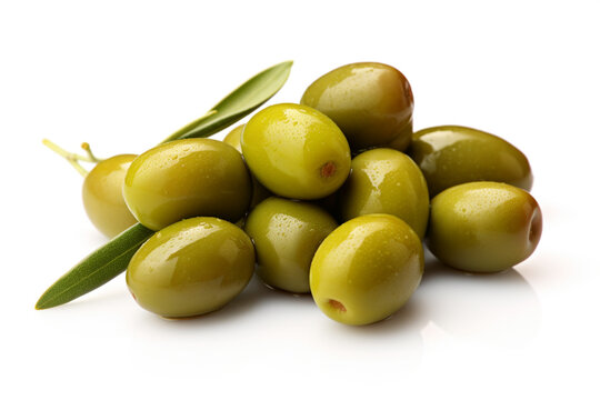Olive on a white background. Ai generative.