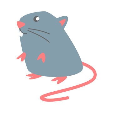 cute mouse or rat is sniffing in flat cartoon style. mice, rat, animal, rodent. vector graphic.
