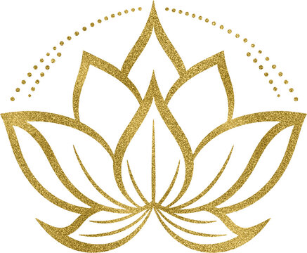 recommend clip art: Lotus Gold Glitter Flower Line Drawing Silhouette