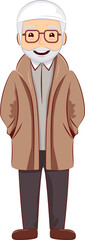Senior male, elder man character illustration