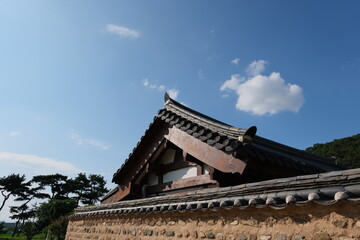 A traditional Korean house and fence