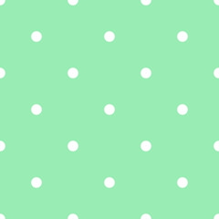 Green and White Large Polka Dots Pattern Repeat Background