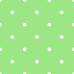 Green and White Large Polka Dots Pattern Repeat Background