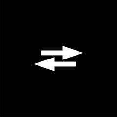 Two way arrow icon logo template illustration on black background.