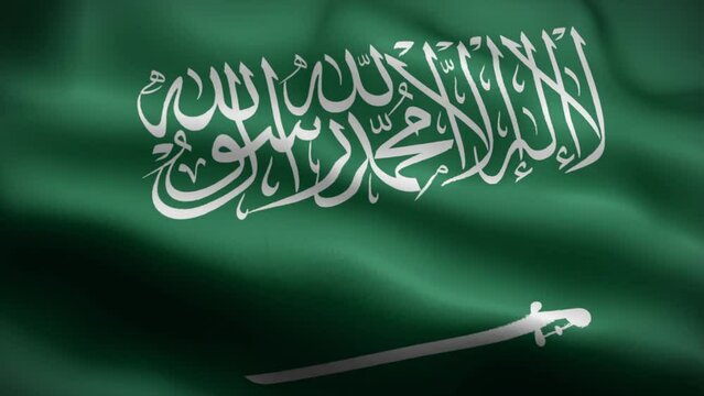 Saudi Arabia flag background realistic waving in the wind, close-up view, 4K video (perfect loop)