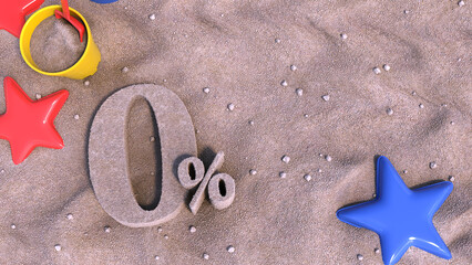 zero percent summer discount concept. 3D render