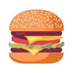 Grilled burger with tomato and onion