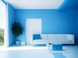 Minimalist Blue Interior - artificial intelligence