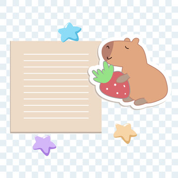 Cute kawaii notes. To do list. Little capy sticker. Beautiful planner for school. Flat vector set.