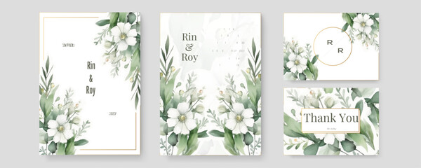 colorful coloutful floral flower vector elegant leaves wedding invitation card template watercolor