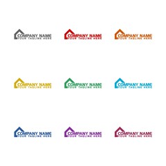 Real estate company logo template icon isolated on white background. Set icons colorful