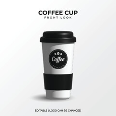 White Black Coffee Cup Isolated For Mockup