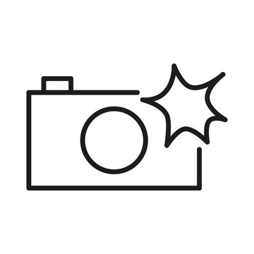 camera with flash icon, photo shot light, professional paparazzi concept. Vector illustration. stock image.