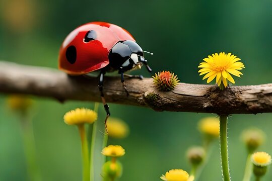 ladybug on flower generated AI