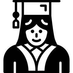 graduate woman solid line icon
