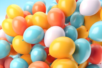 Fototapeta na wymiar Multicoloured Party balloons background, Colourful Party Balloons backdrop of Birthday card, banner or cover
