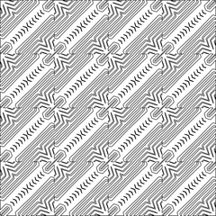 Vector pattern with symmetrical elements . Modern stylish abstract texture. Repeating geometric tiles from striped elements. Black and white pattern.