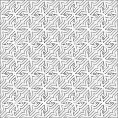 Vector pattern with symmetrical elements . Modern stylish abstract texture. Repeating geometric tiles from striped elements. Black and white pattern.