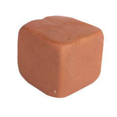 plasticine brown square isolated on white background single one