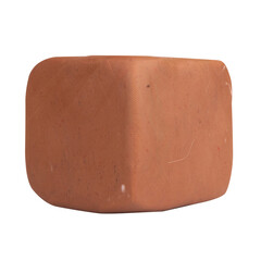 plasticine brown square isolated on white background single one