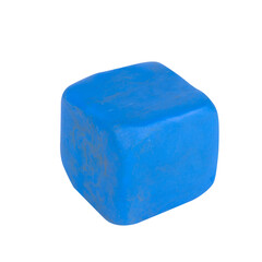 plasticine blue square isolated on white background single one