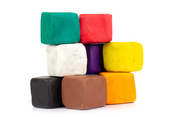 plasticine square shape isolated on white background