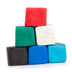 plasticine square shape isolated on white background