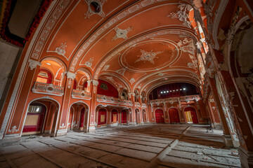 Exploring, Abandoned, Historic, Red, Cinema, Theatre, Miskolc, Hungary, Journey, Time, Culture, Forgotten, Architectural Gem, Heritage Site, Theatrical Splendor, Haunting Beauty, Time Capsule, Cultura