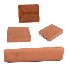 plasticine brown lump isolated on white background