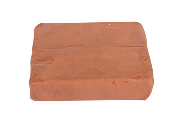 plasticine brown lump isolated on white background