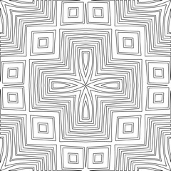 Vector pattern with symmetrical elements . Modern stylish abstract texture. Repeating geometric tiles from striped elements. Black and white pattern.