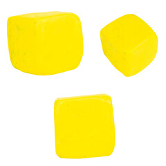plasticine yellow square isolated on white background single one
