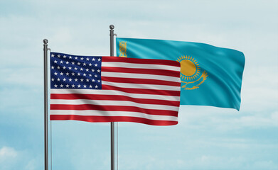 Kazakhstan and USA flag