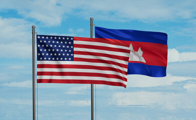 Cambodia and USA flag