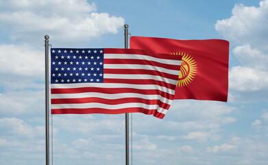 Kyrgyzstan and USA flag