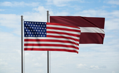 Latvia and USA flag