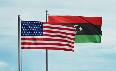 Libya and USA flag