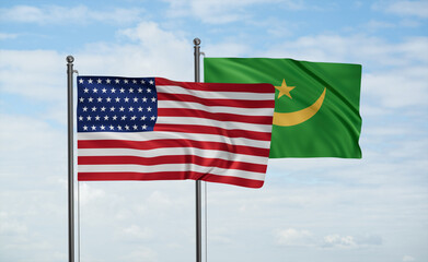 Mauritania and USA flag