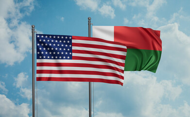 Madagascar and USA flag